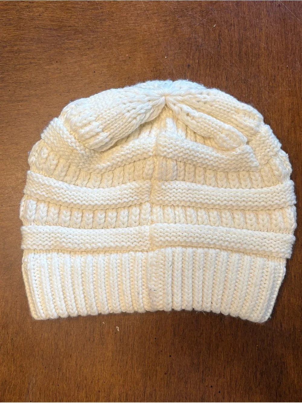 C.C  White Knit Monogrammed Beanie Hat Letter M